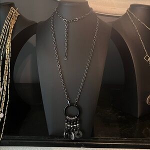 #0038.   Black Chain Necklace with Charms